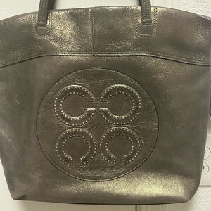 Vintage COACH Bag Op Art Julia Perry Metallic Gold Leather Laura Embossed Tote